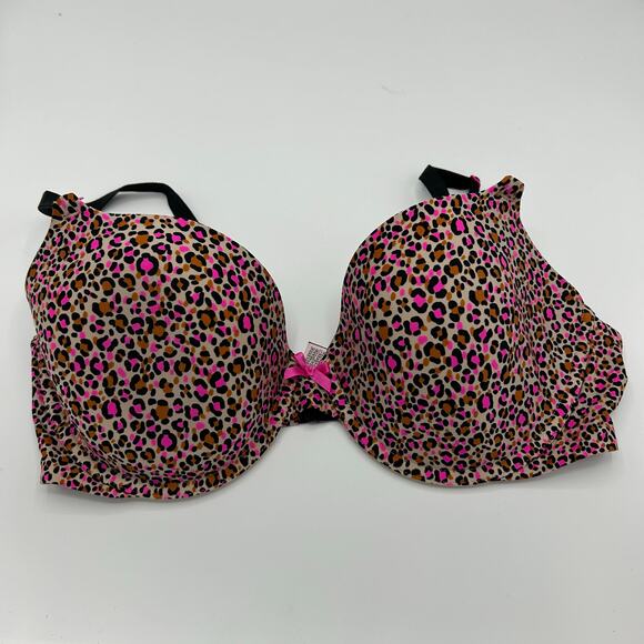 Victoria’s Secret Bra 36D Demi Leopard Print Pink Animal Push Up Underwire - Picture 2 of 11